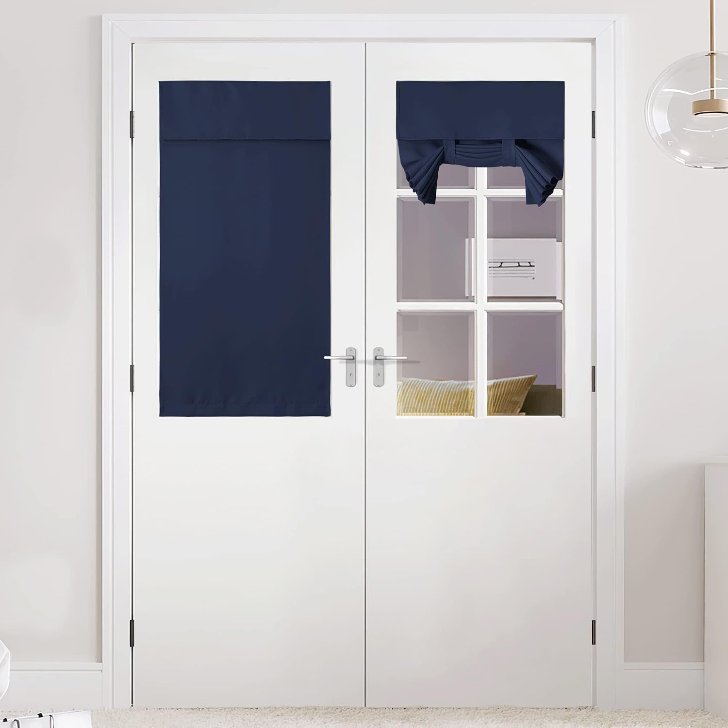 image:imageNICETOWN Grey Blackout French Door Curtain Thermal Insulated Window CoverNavy