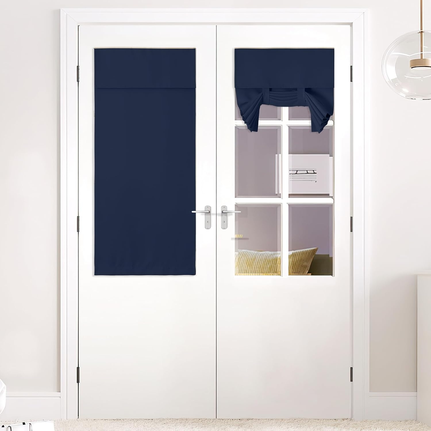 image:imageNICETOWN Grey Blackout French Door Curtain Thermal Insulated Window CoverNavy