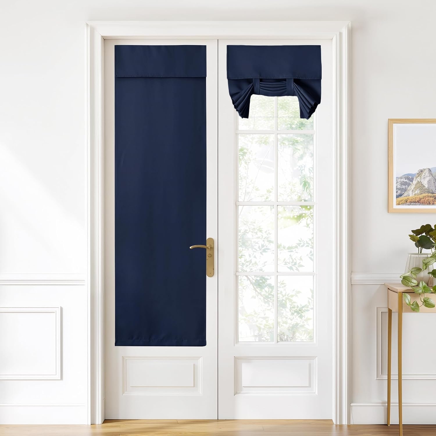 image:imageNICETOWN Grey Blackout French Door Curtain Thermal Insulated Window CoverNavy