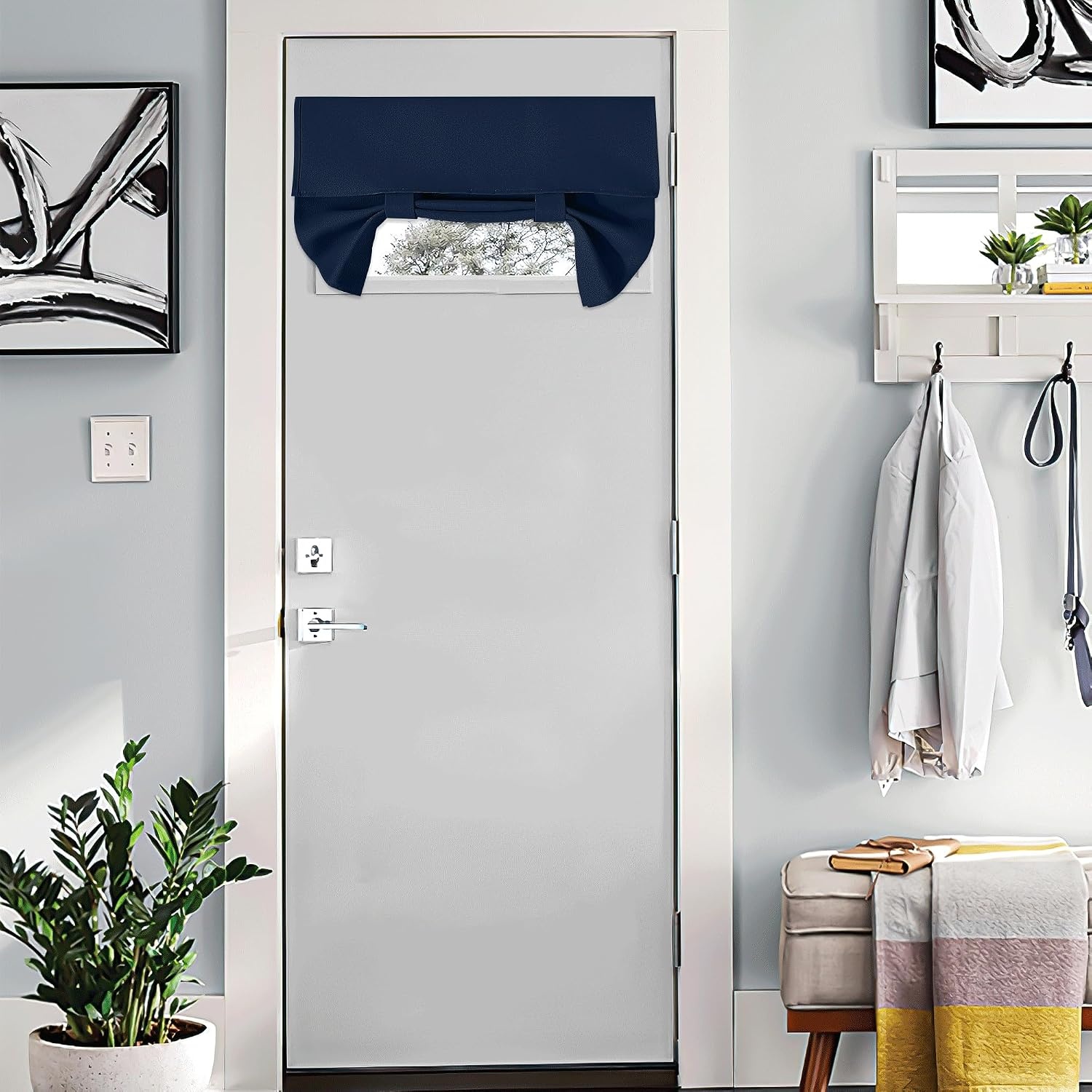 image:imageNICETOWN Grey Blackout French Door Curtain Thermal Insulated Window CoverNavy