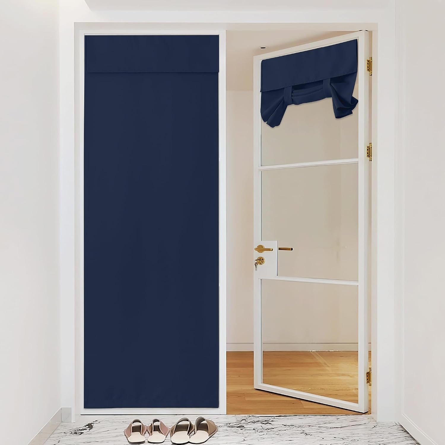 image:imageNICETOWN Grey Blackout French Door Curtain Thermal Insulated Window CoverNavy
