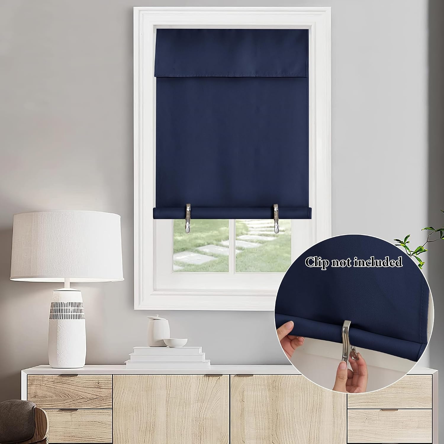 image:imageNICETOWN Grey Blackout French Door Curtain Thermal Insulated Window CoverNavy