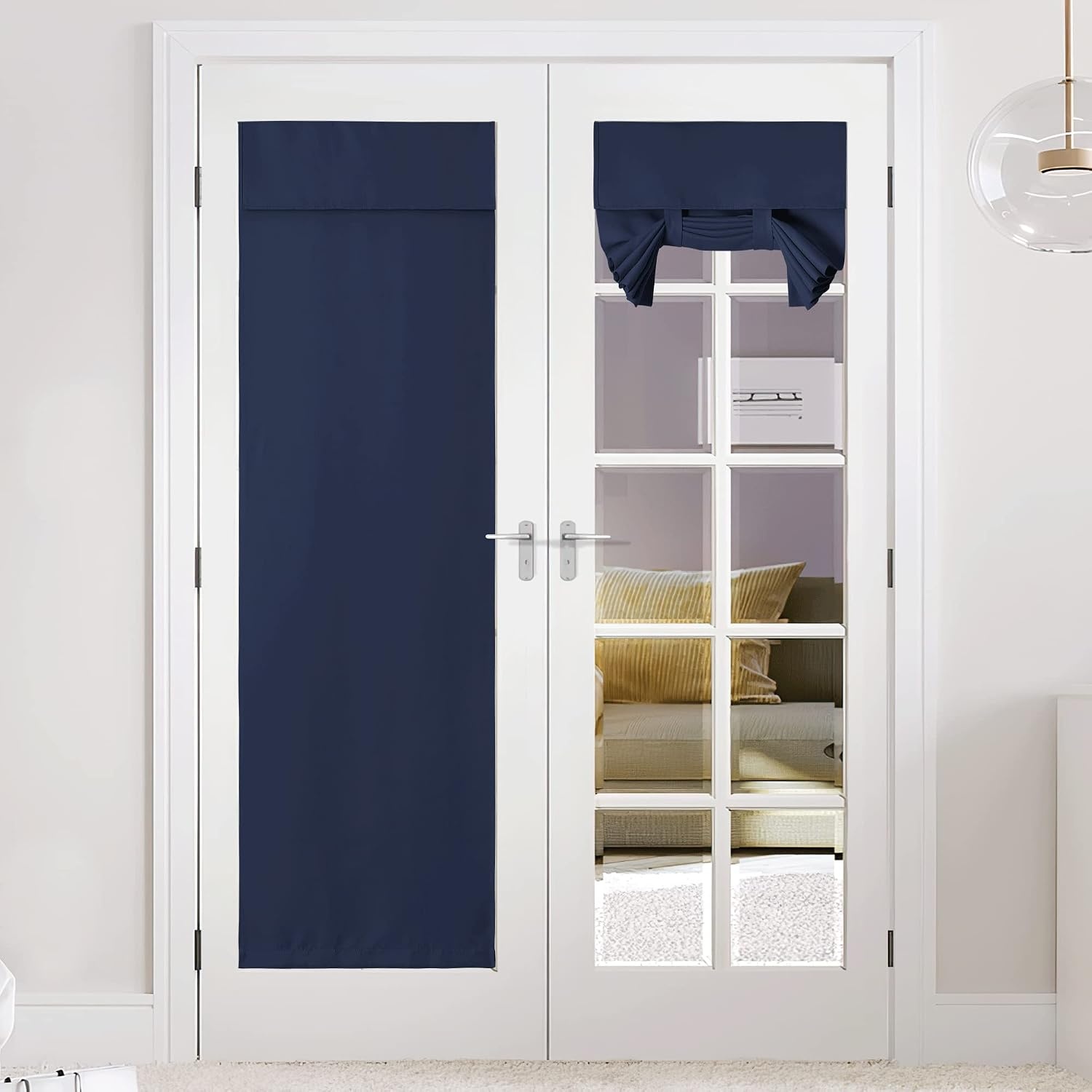 image:imageNICETOWN Grey Blackout French Door Curtain Thermal Insulated Window CoverNavy