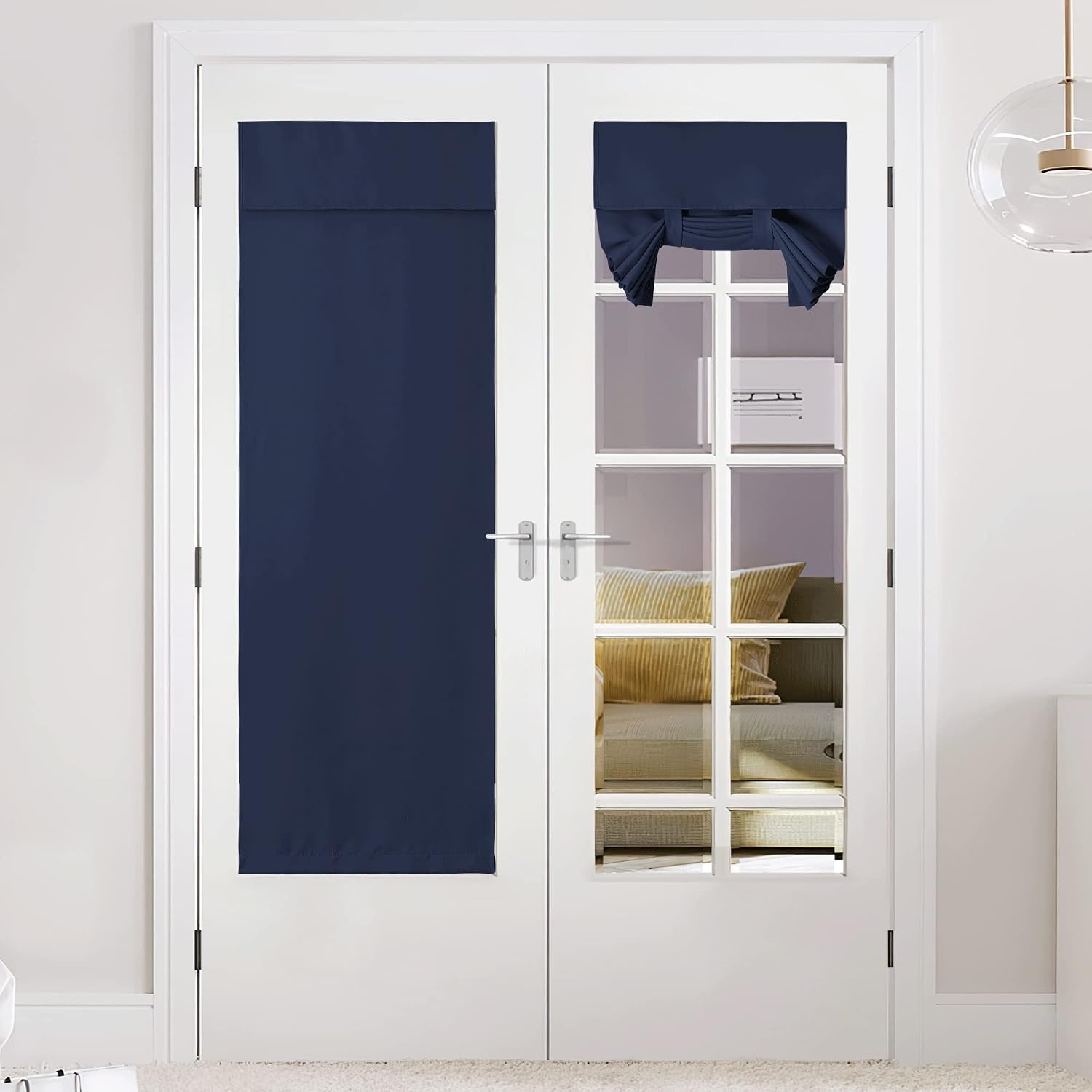 image:imageNICETOWN Grey Blackout French Door Curtain Thermal Insulated Window CoverNavy