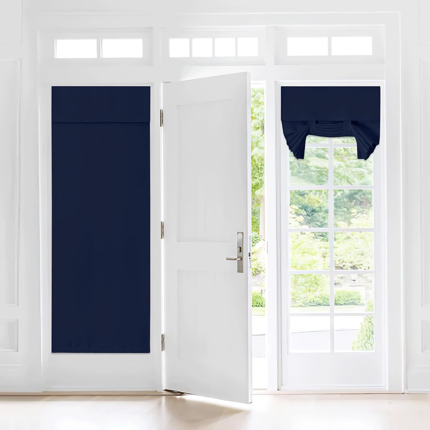 image:imageNICETOWN Grey Blackout French Door Curtain Thermal Insulated Window CoverNavy