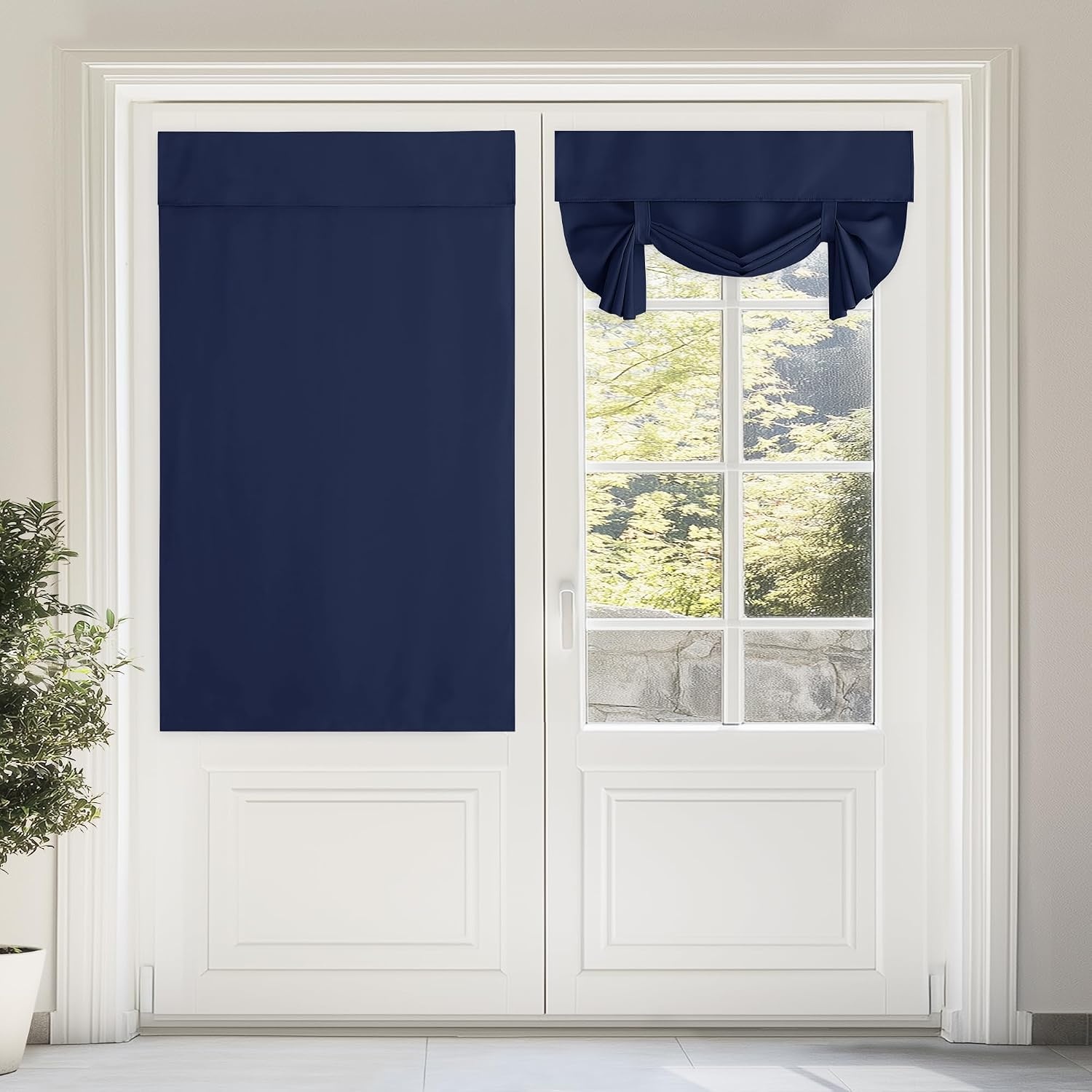 image:imageNICETOWN Grey Blackout French Door Curtain Thermal Insulated Window CoverNavy
