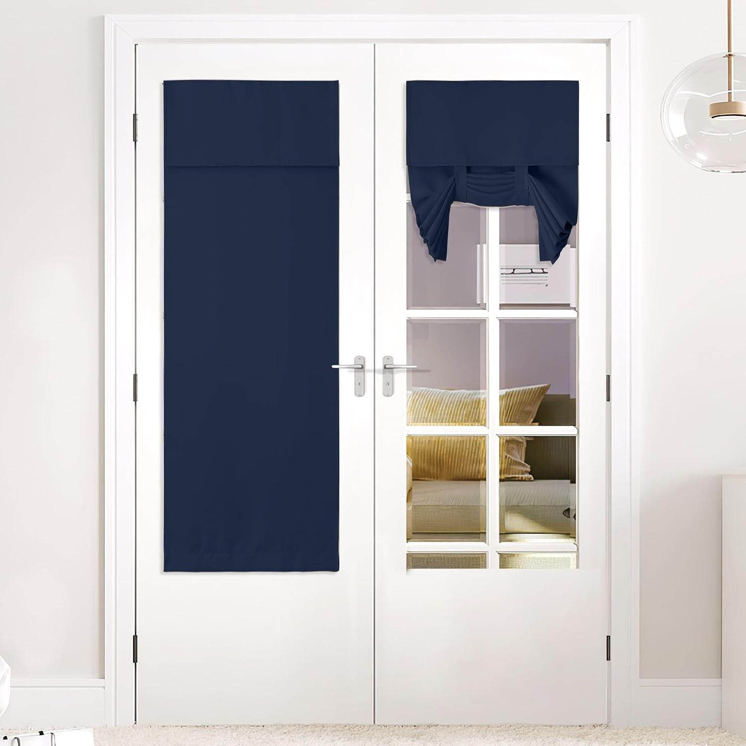 image:imageNICETOWN Grey Blackout French Door Curtain Thermal Insulated Window CoverNavy