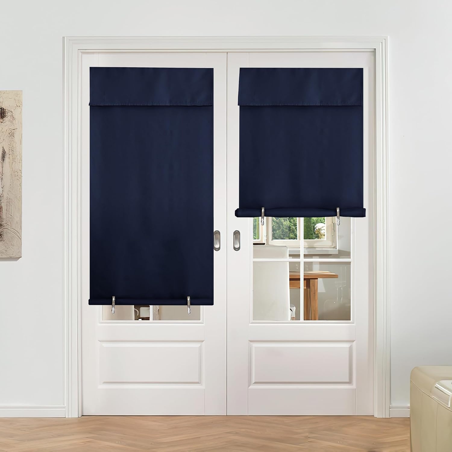 image:imageNICETOWN Grey Blackout French Door Curtain Thermal Insulated Window CoverNavy