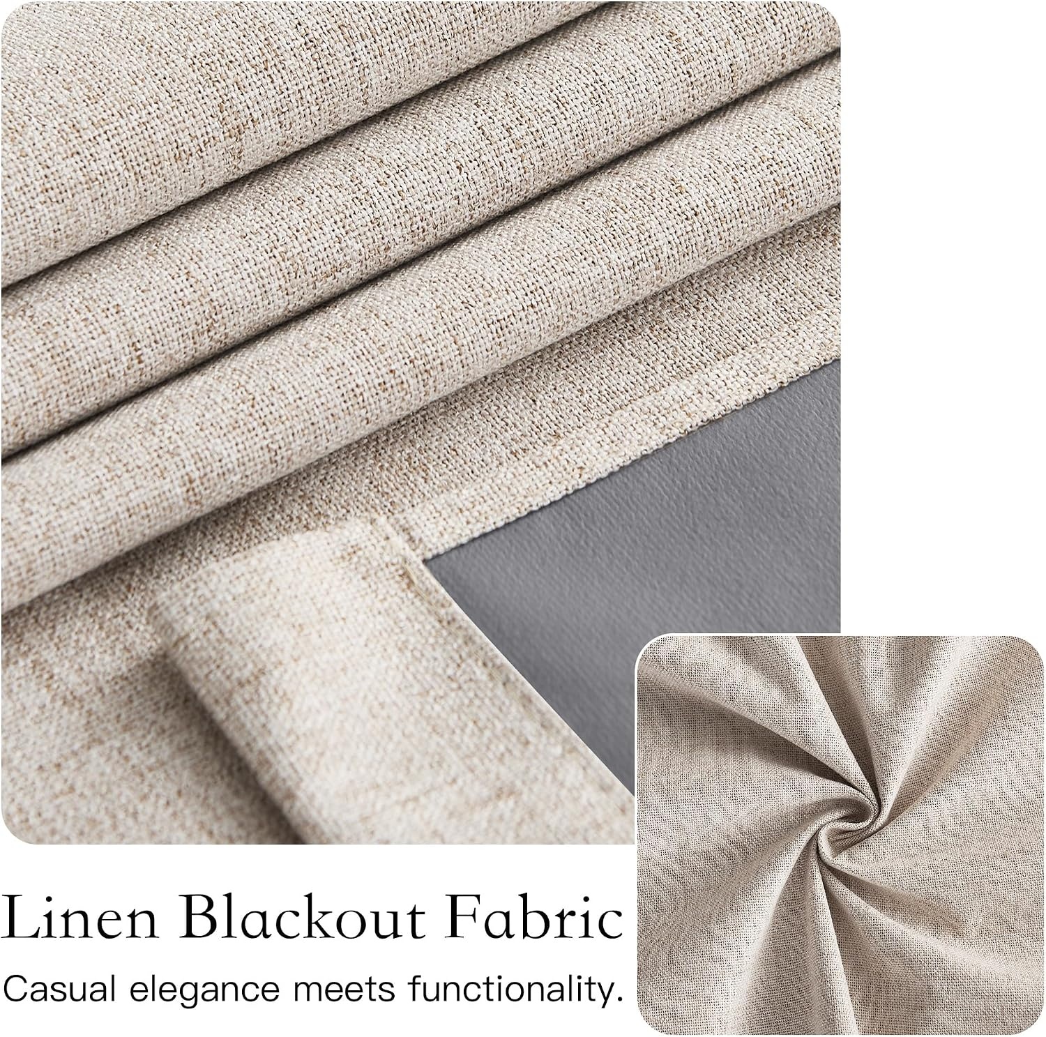 image:imageNICETOWN Grey Blackout French Door Curtain Thermal Insulated Window CoverOatmeal