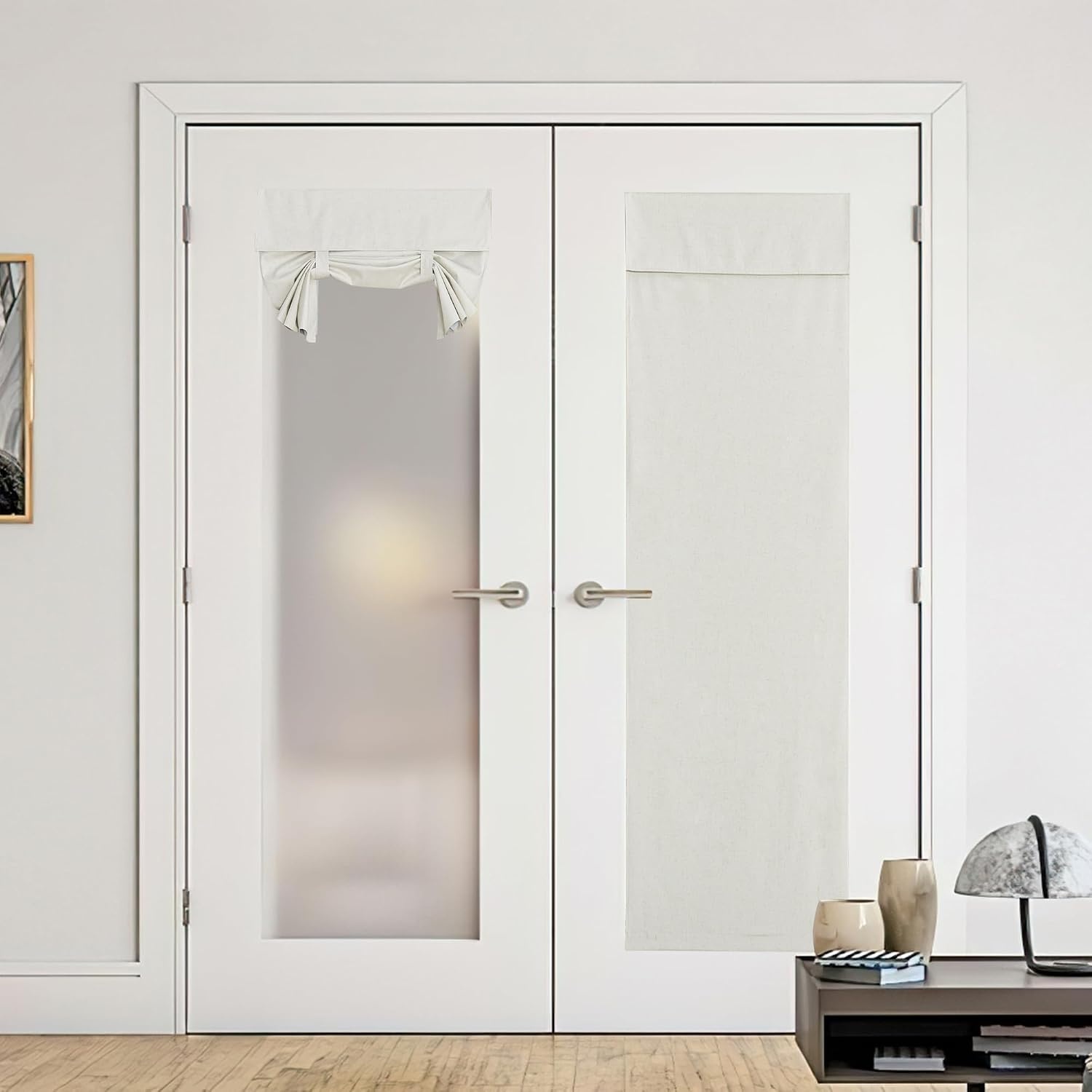 image:imageNICETOWN Grey Blackout French Door Curtain Thermal Insulated Window CoverOff White