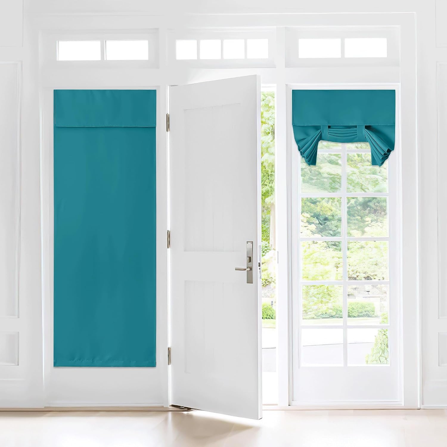 image:imageNICETOWN Grey Blackout French Door Curtain Thermal Insulated Window CoverPeacock Teal
