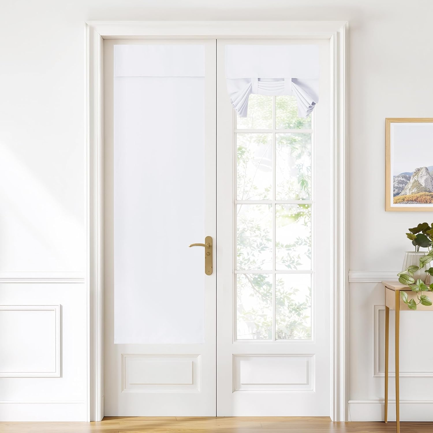 image:imageNICETOWN Grey Blackout French Door Curtain Thermal Insulated Window CoverPure White