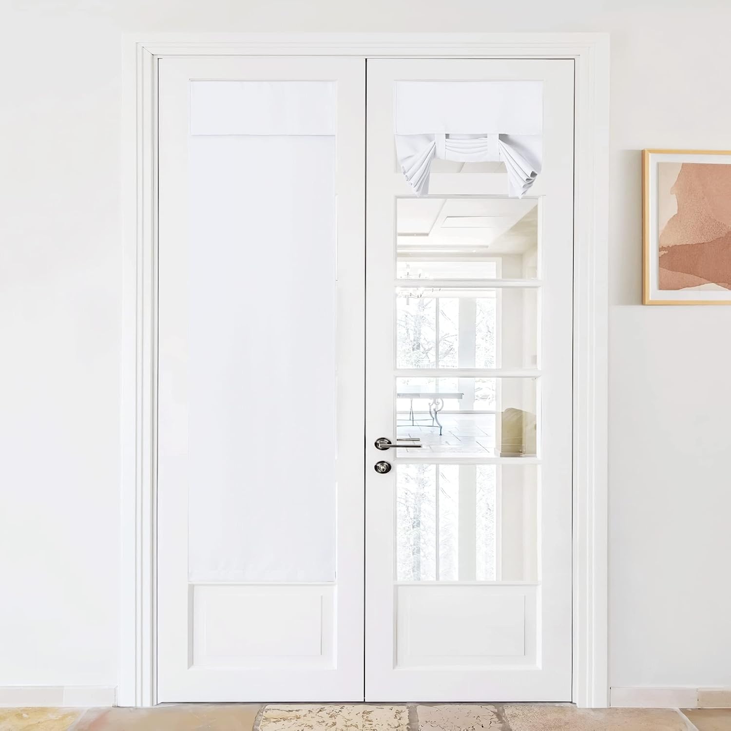 image:imageNICETOWN Grey Blackout French Door Curtain Thermal Insulated Window CoverPure White