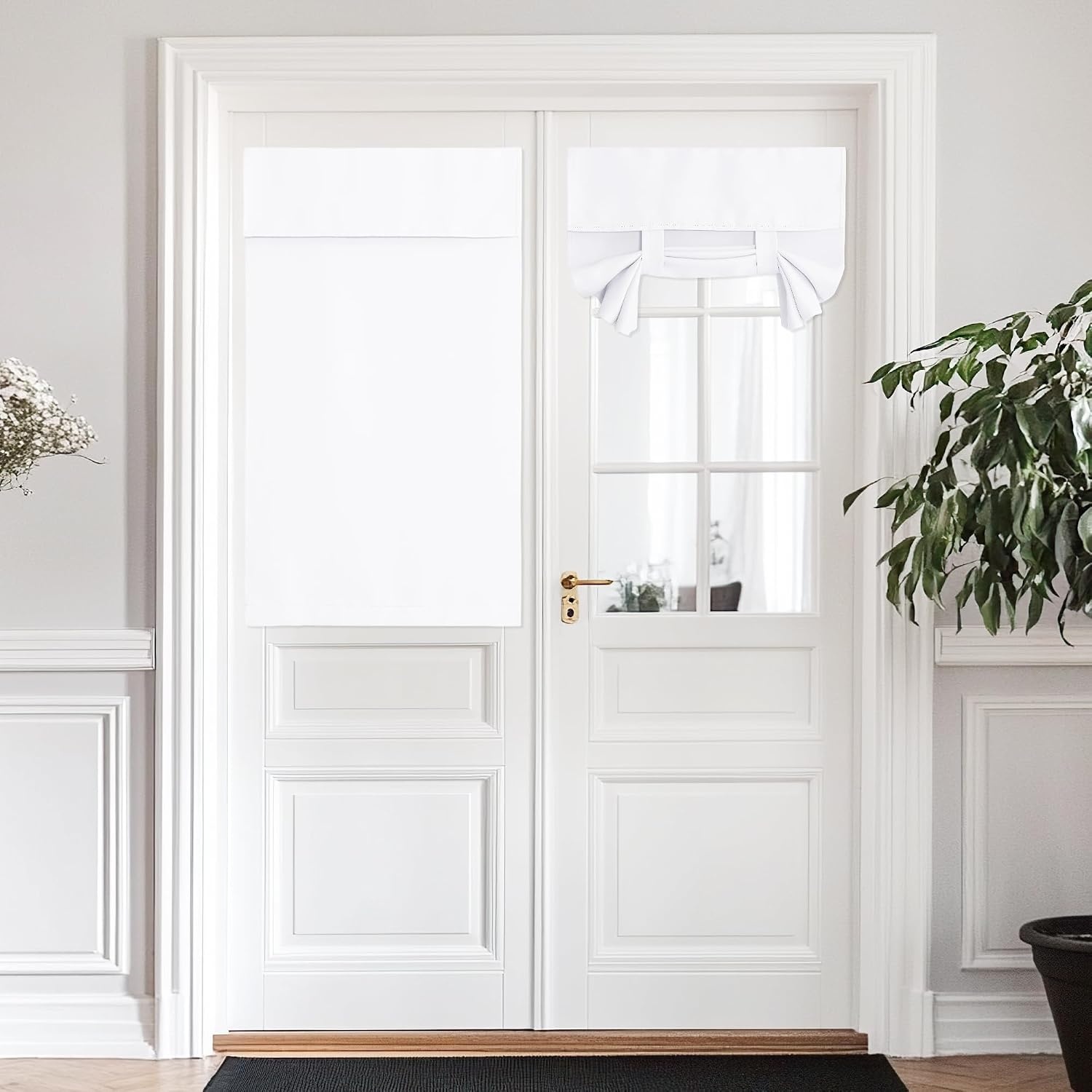 image:imageNICETOWN Grey Blackout French Door Curtain Thermal Insulated Window CoverPure White