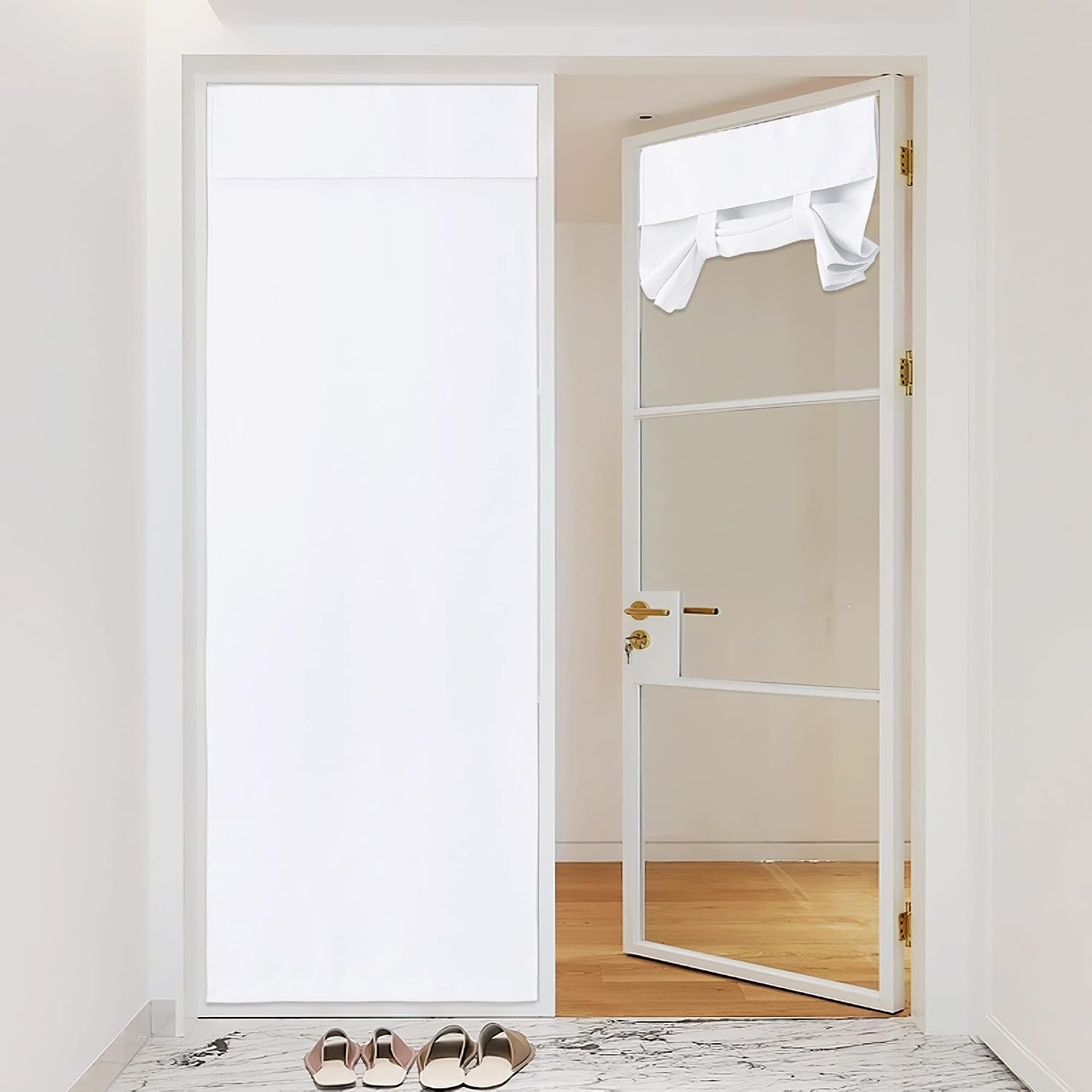image:imageNICETOWN Grey Blackout French Door Curtain Thermal Insulated Window CoverPure White
