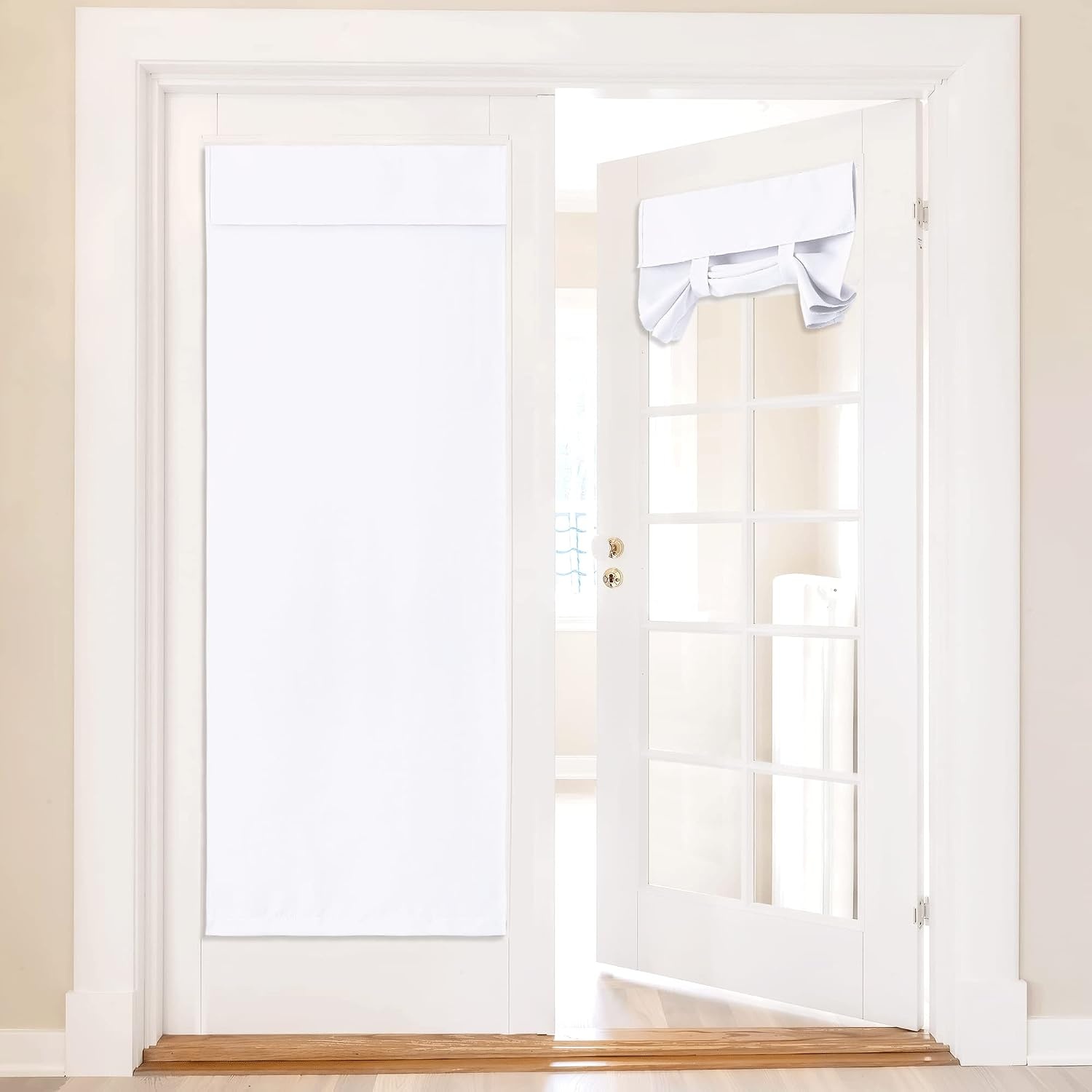 image:imageNICETOWN Grey Blackout French Door Curtain Thermal Insulated Window CoverPure White