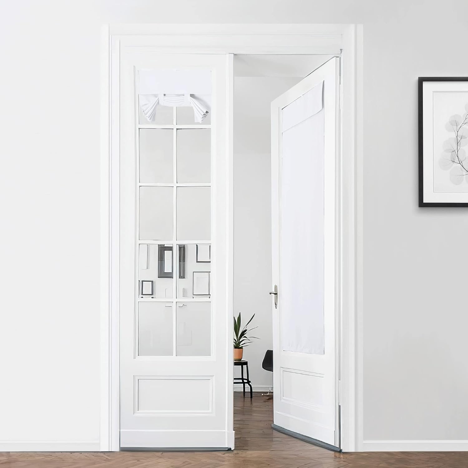 image:imageNICETOWN Grey Blackout French Door Curtain Thermal Insulated Window CoverPure White