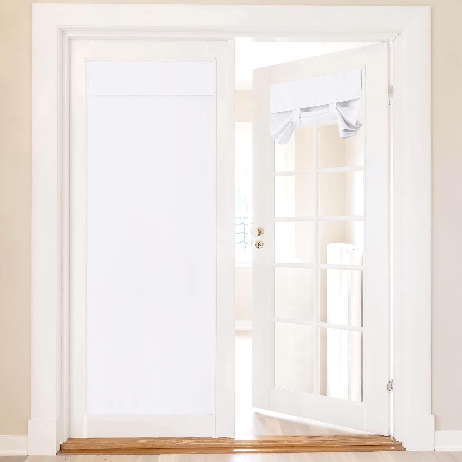 image:imageNICETOWN Grey Blackout French Door Curtain Thermal Insulated Window CoverPure White