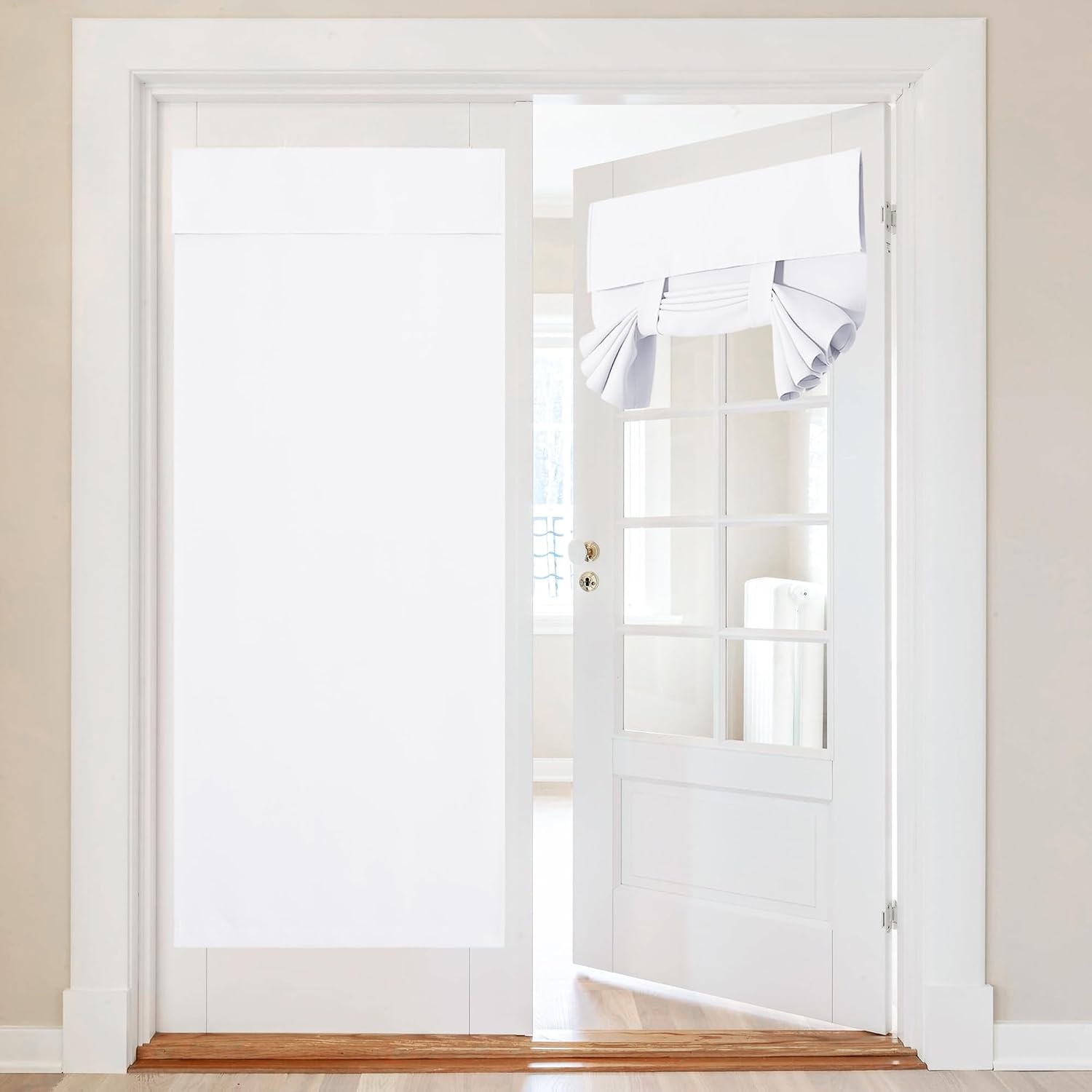 image:imageNICETOWN Grey Blackout French Door Curtain Thermal Insulated Window CoverPure White