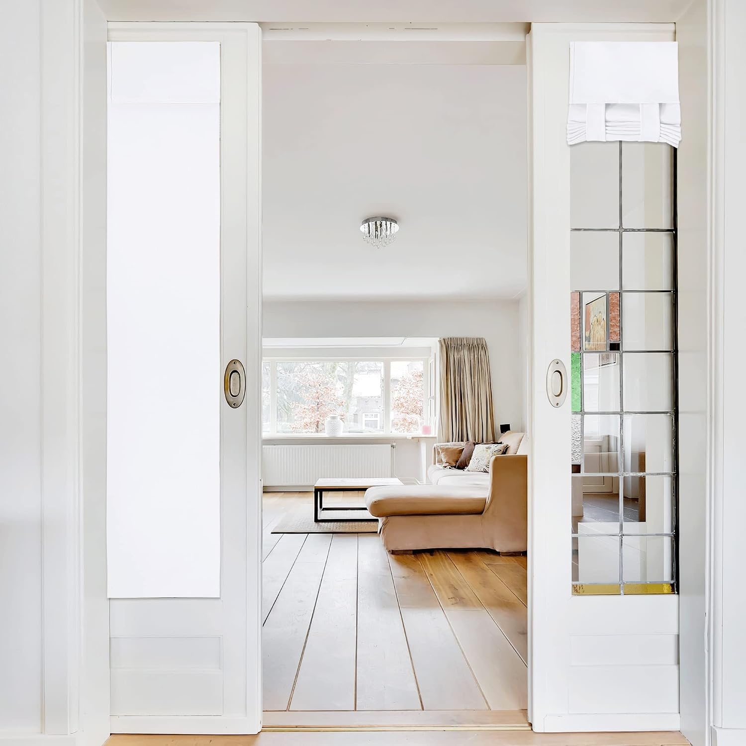 image:imageNICETOWN Grey Blackout French Door Curtain Thermal Insulated Window CoverPure White