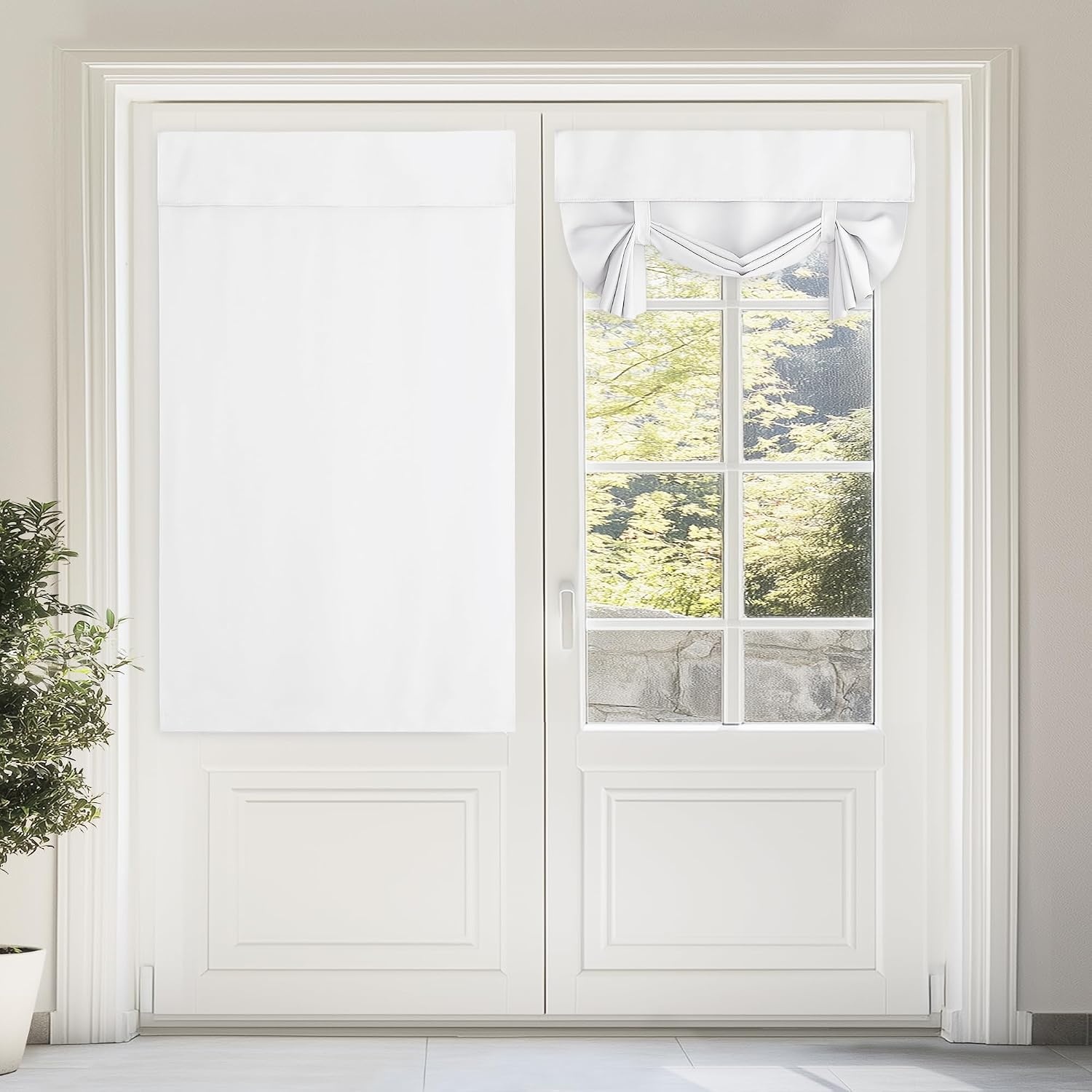 image:imageNICETOWN Grey Blackout French Door Curtain Thermal Insulated Window CoverPure White