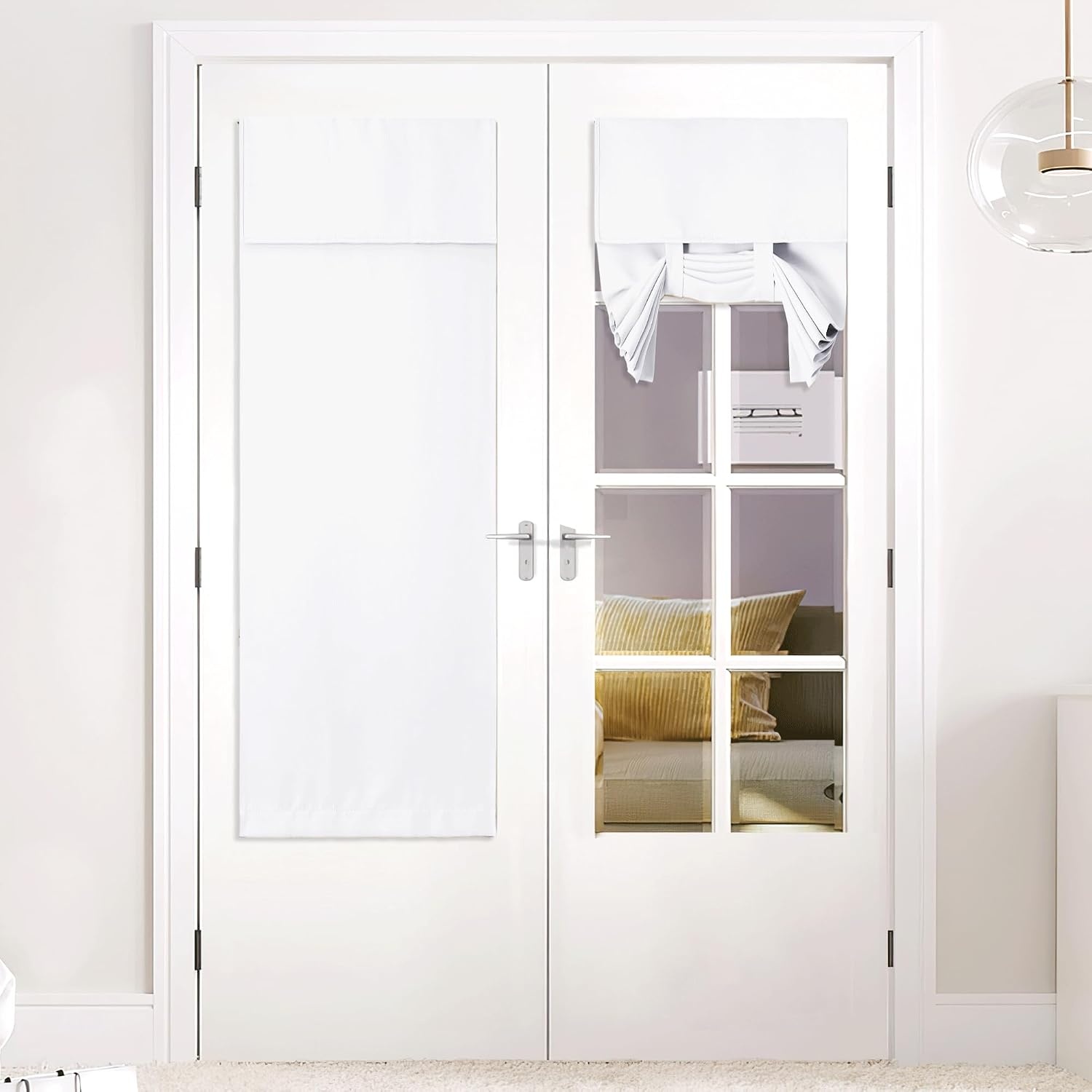 image:imageNICETOWN Grey Blackout French Door Curtain Thermal Insulated Window CoverPure White