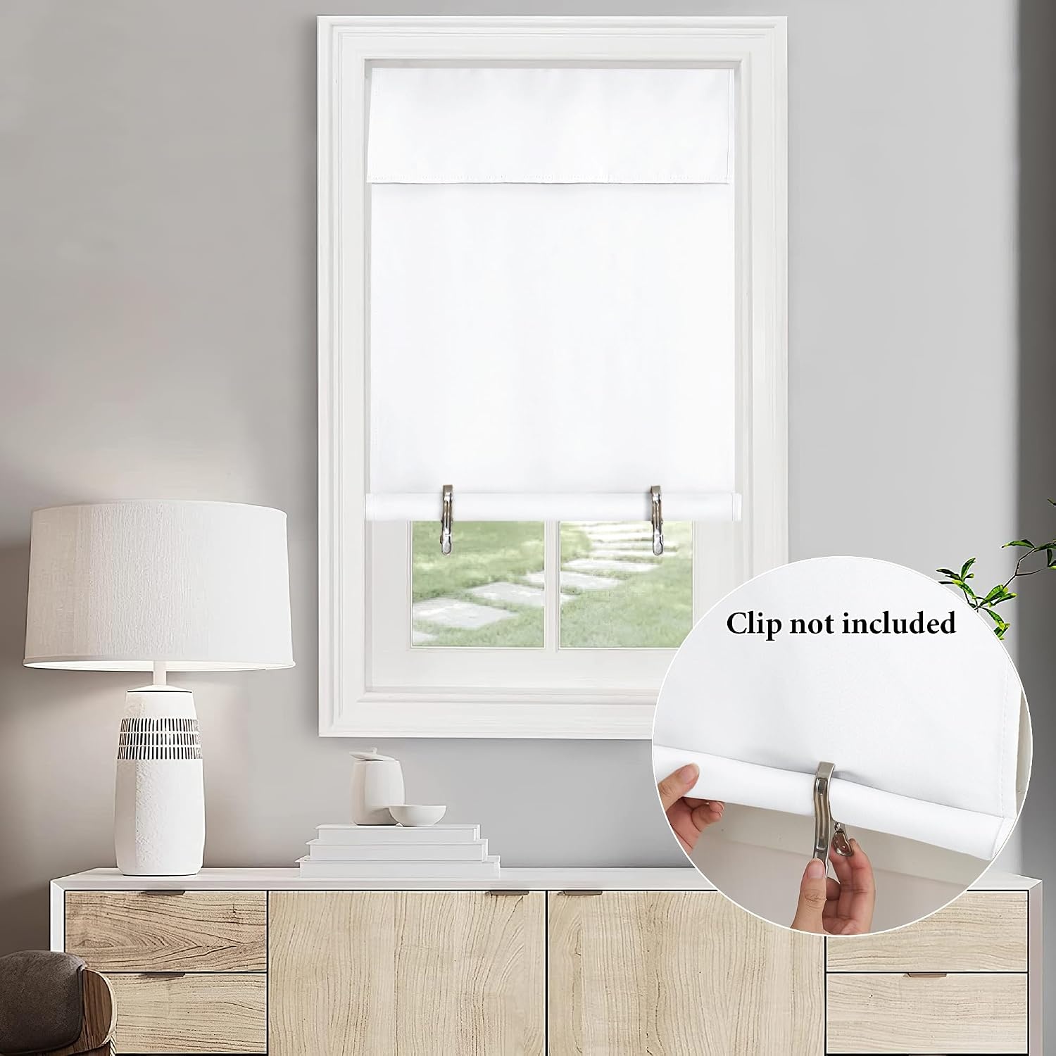 image:imageNICETOWN Grey Blackout French Door Curtain Thermal Insulated Window CoverPure White