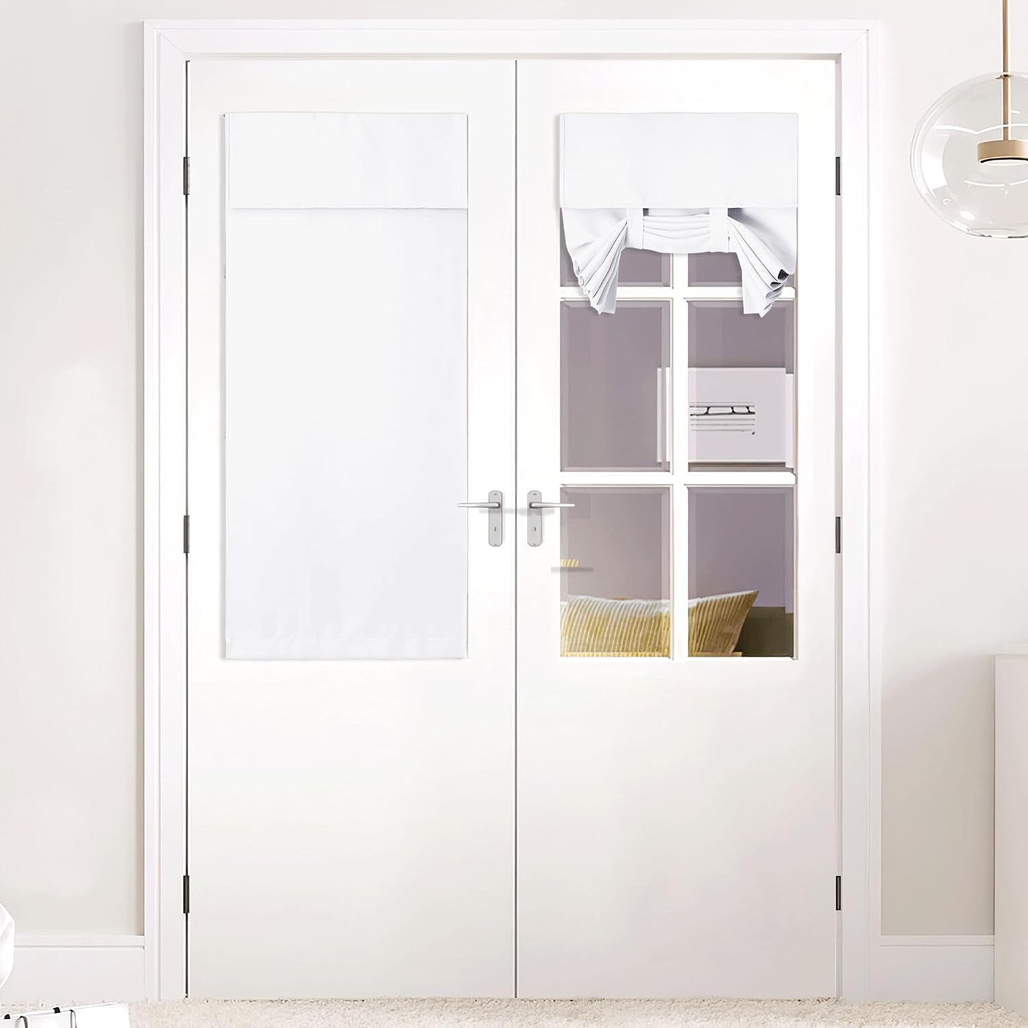 image:imageNICETOWN Grey Blackout French Door Curtain Thermal Insulated Window CoverPure White