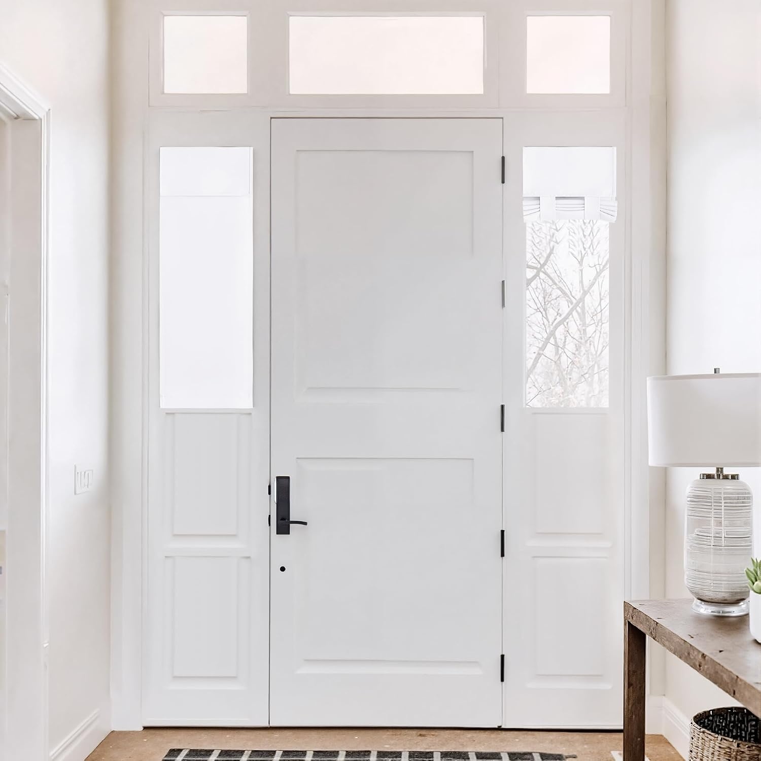 image:imageNICETOWN Grey Blackout French Door Curtain Thermal Insulated Window CoverPure White