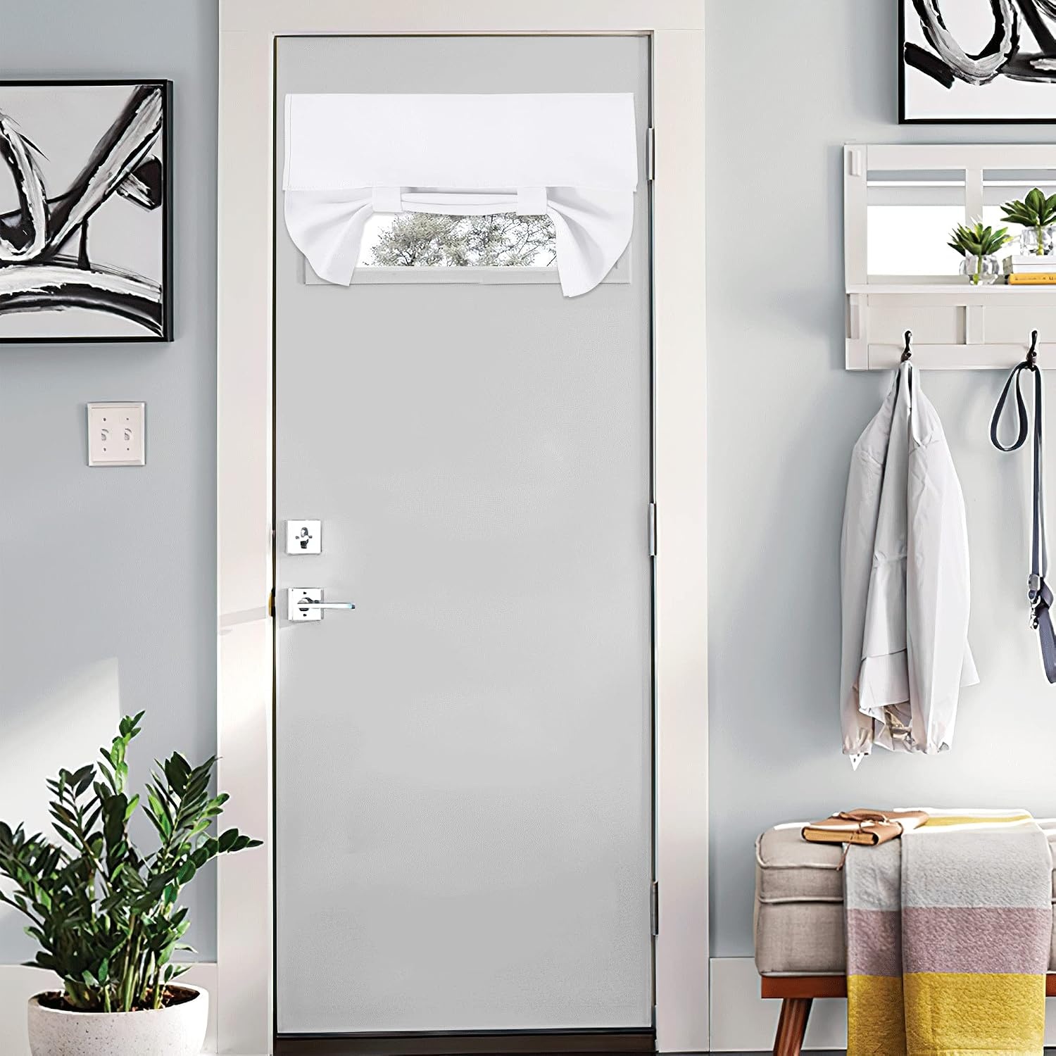 image:imageNICETOWN Grey Blackout French Door Curtain Thermal Insulated Window CoverPure White