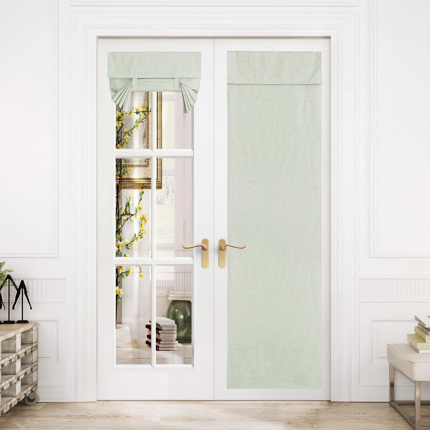 image:imageNICETOWN Grey Blackout French Door Curtain Thermal Insulated Window CoverSage Green