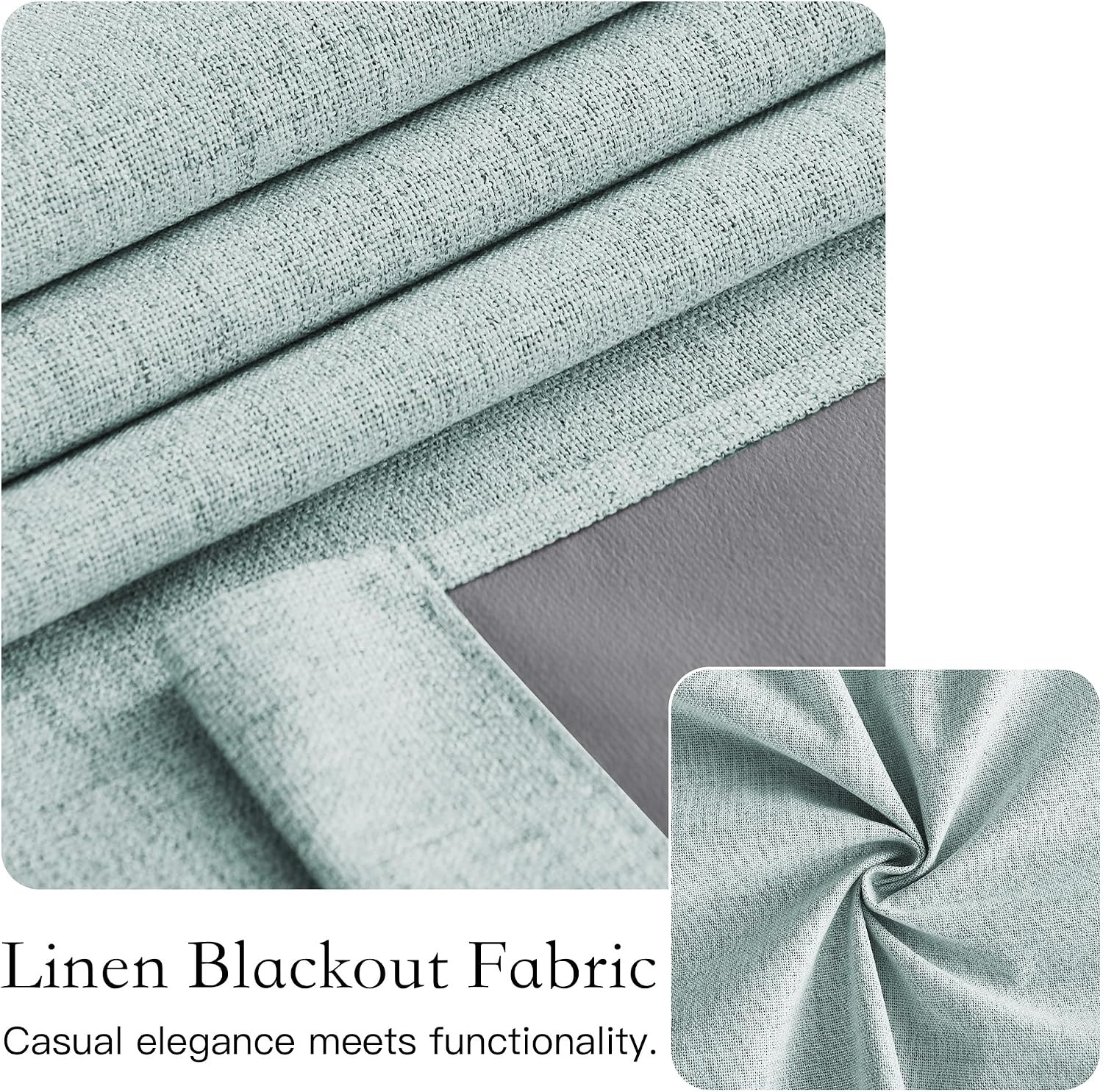 image:imageNICETOWN Grey Blackout French Door Curtain Thermal Insulated Window CoverSeafoam Green