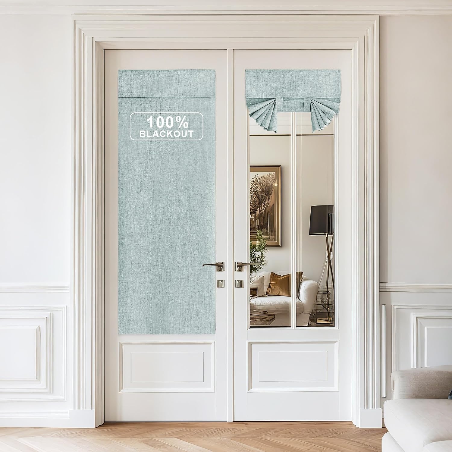 image:imageNICETOWN Grey Blackout French Door Curtain Thermal Insulated Window CoverSeafoam Green