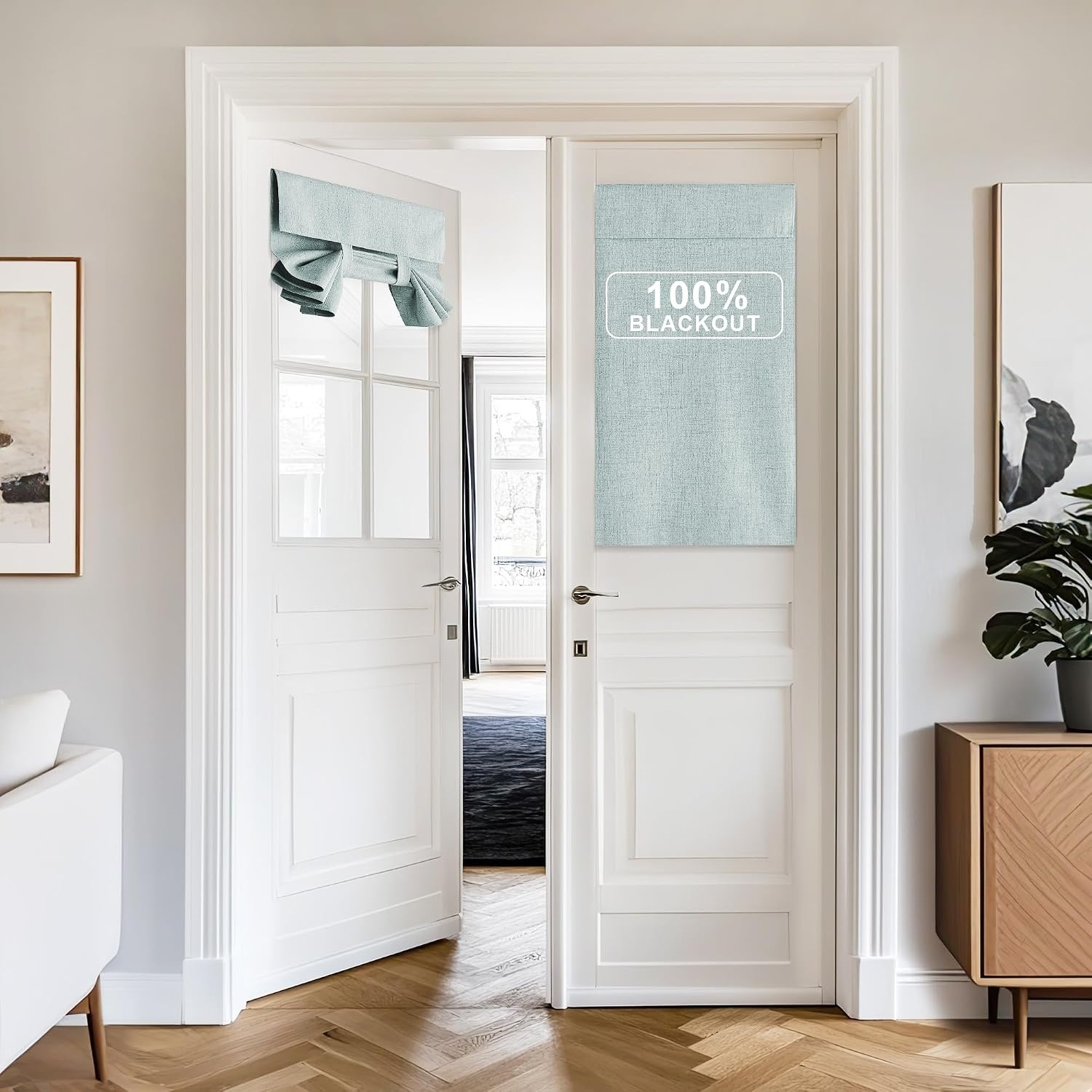 image:imageNICETOWN Grey Blackout French Door Curtain Thermal Insulated Window CoverSeafoam Green