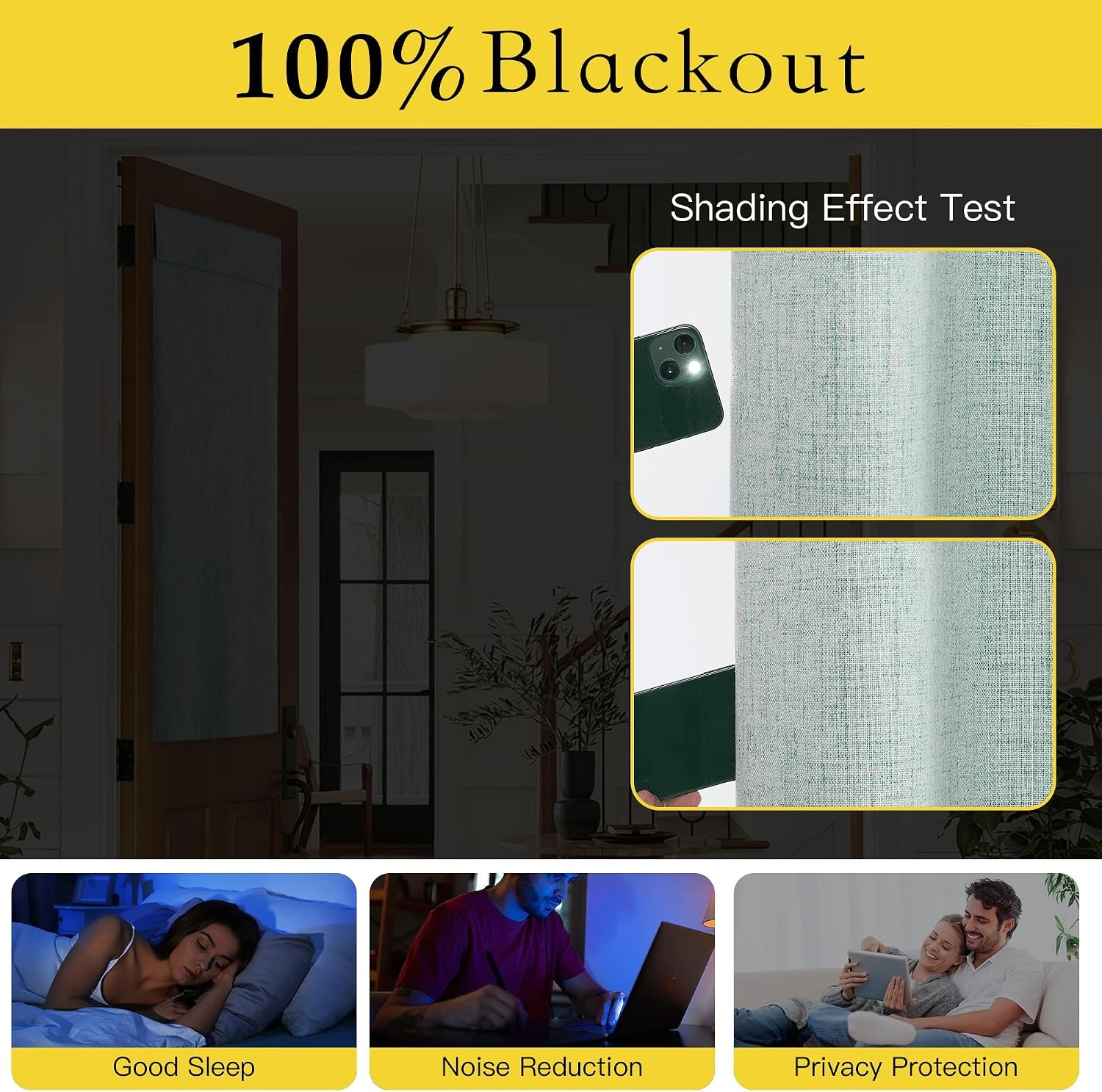 image:imageNICETOWN Grey Blackout French Door Curtain Thermal Insulated Window CoverSeafoam Green
