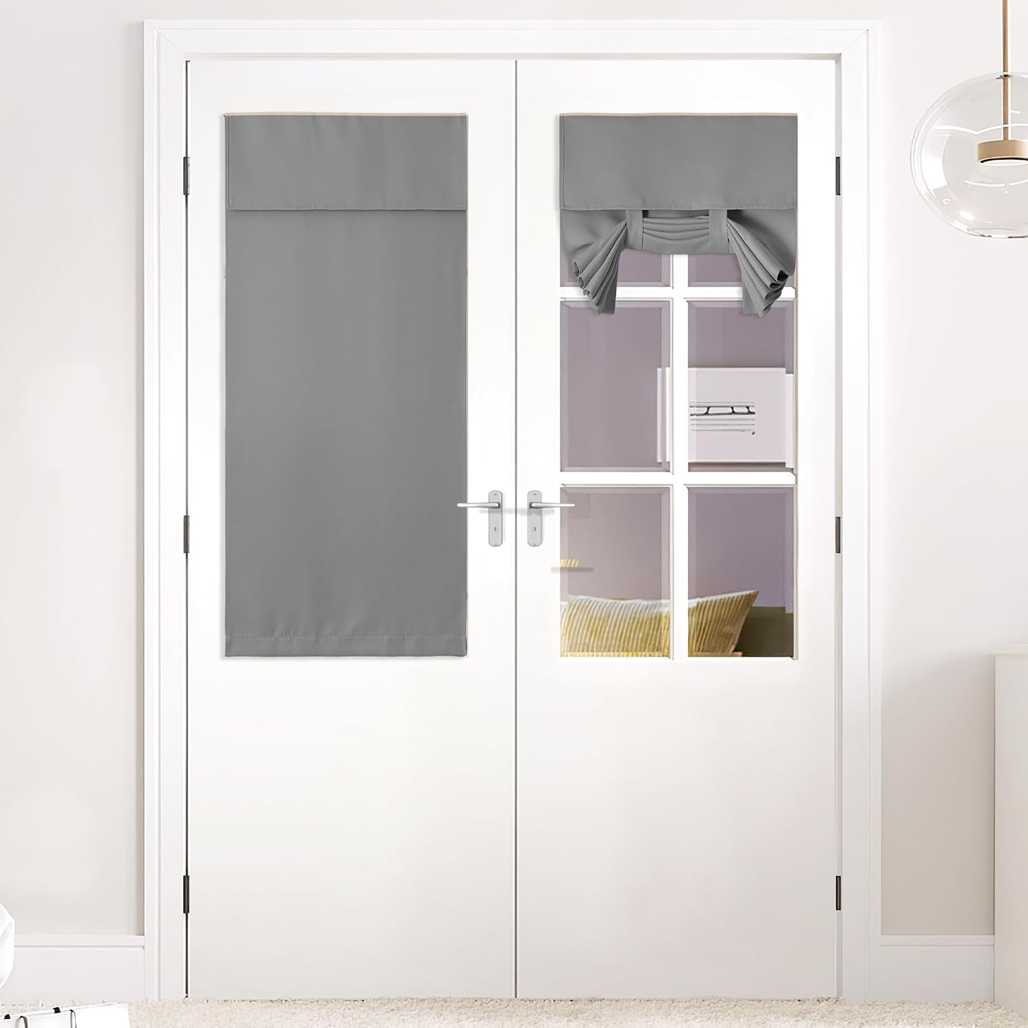 image:imageNICETOWN Grey Blackout French Door Curtain Thermal Insulated Window CoverSilverGray