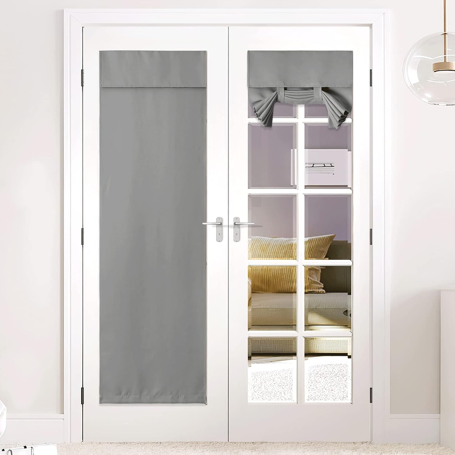 image:imageNICETOWN Grey Blackout French Door Curtain Thermal Insulated Window CoverSilverGray