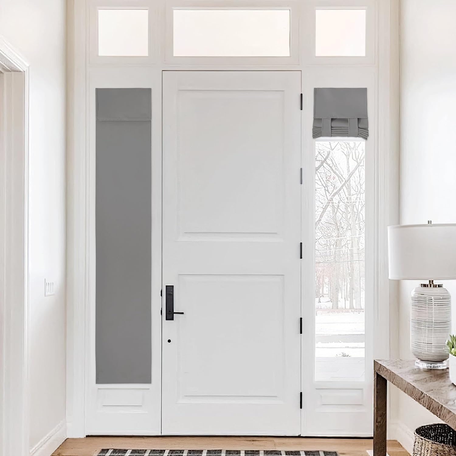 image:imageNICETOWN Grey Blackout French Door Curtain Thermal Insulated Window CoverSilverGray