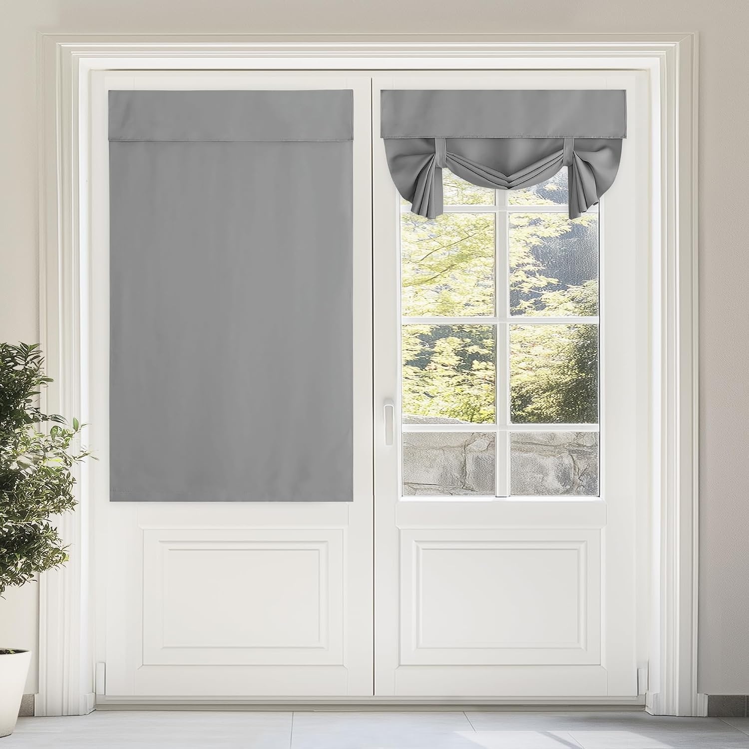 image:imageNICETOWN Grey Blackout French Door Curtain Thermal Insulated Window CoverSilverGray