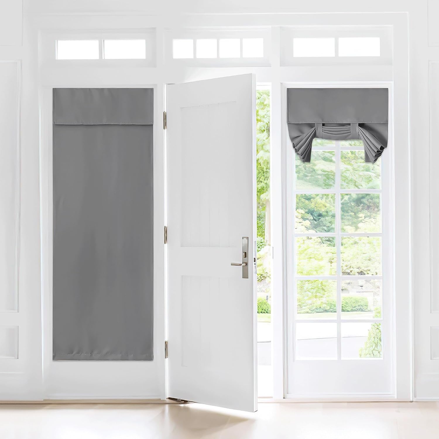 image:imageNICETOWN Grey Blackout French Door Curtain Thermal Insulated Window CoverSilverGray