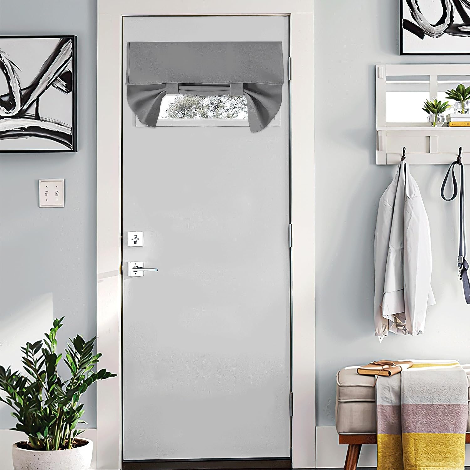 image:imageNICETOWN Grey Blackout French Door Curtain Thermal Insulated Window CoverSilverGray