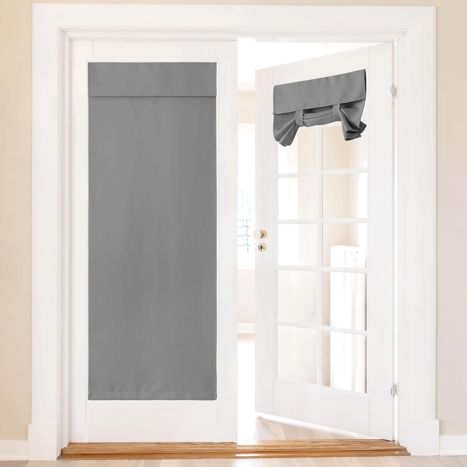 image:imageNICETOWN Grey Blackout French Door Curtain Thermal Insulated Window CoverSilverGray