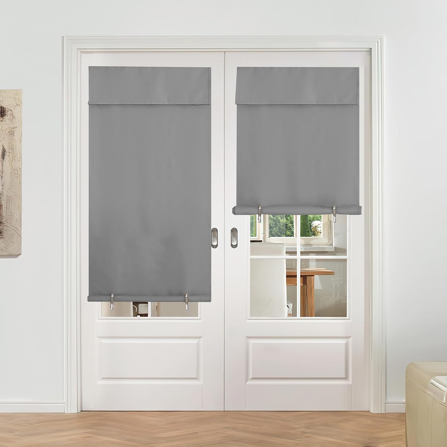image:imageNICETOWN Grey Blackout French Door Curtain Thermal Insulated Window CoverSilverGray