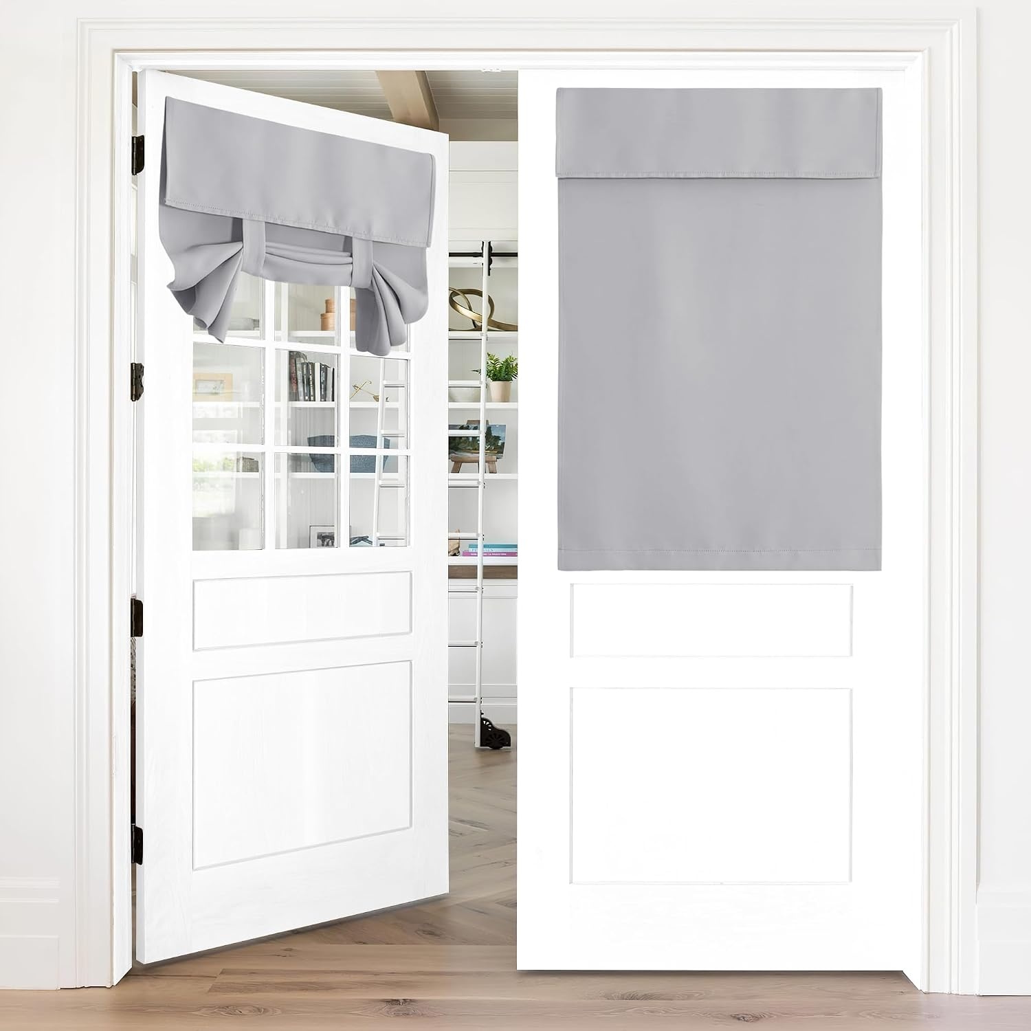 image:imageNICETOWN Grey Blackout French Door Curtain Thermal Insulated Window CoverSilverGray