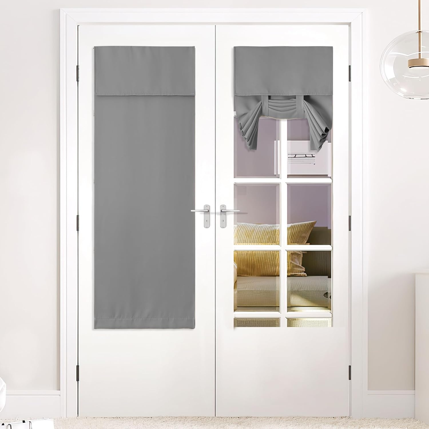 image:imageNICETOWN Grey Blackout French Door Curtain Thermal Insulated Window CoverSilverGray
