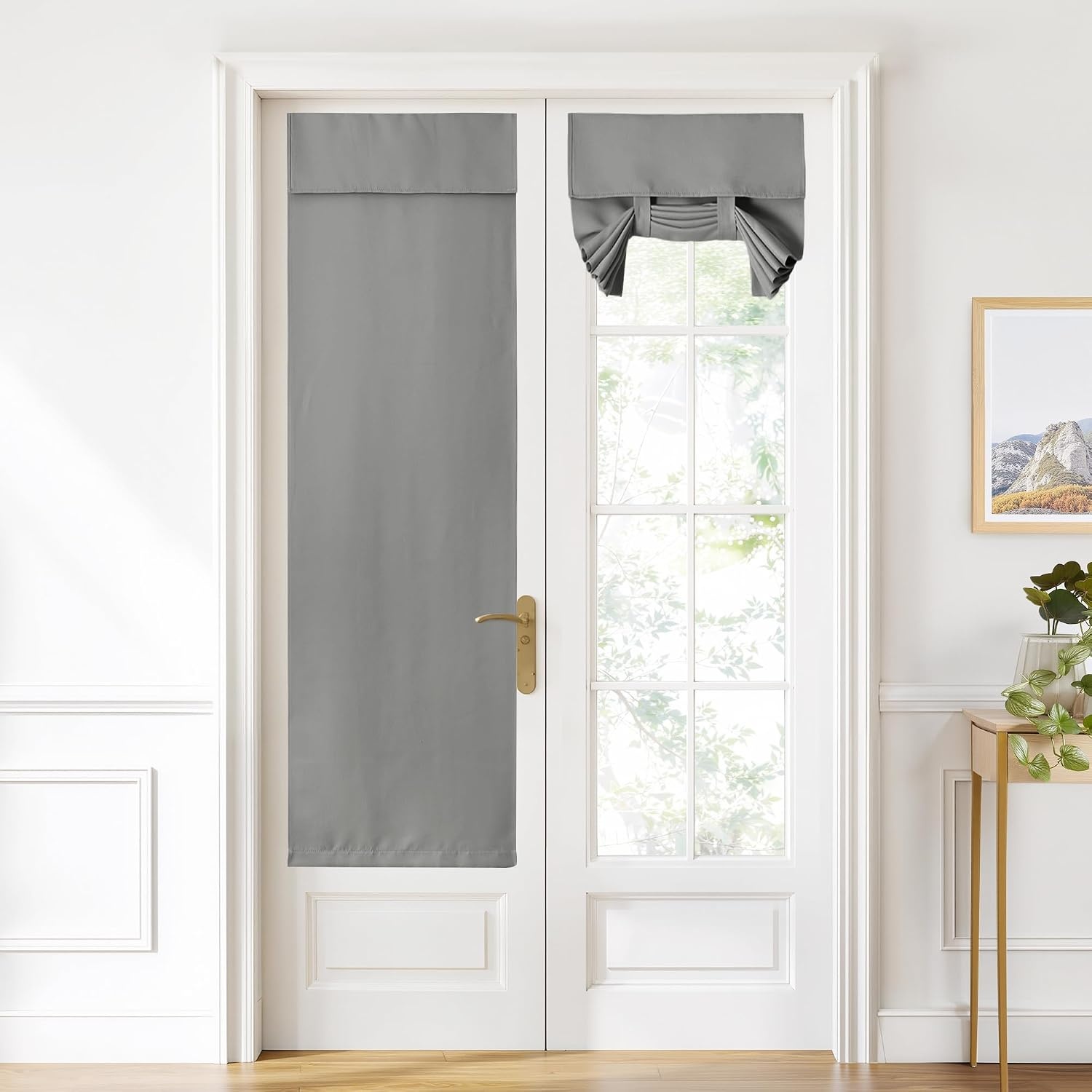 image:imageNICETOWN Grey Blackout French Door Curtain Thermal Insulated Window CoverSilverGray
