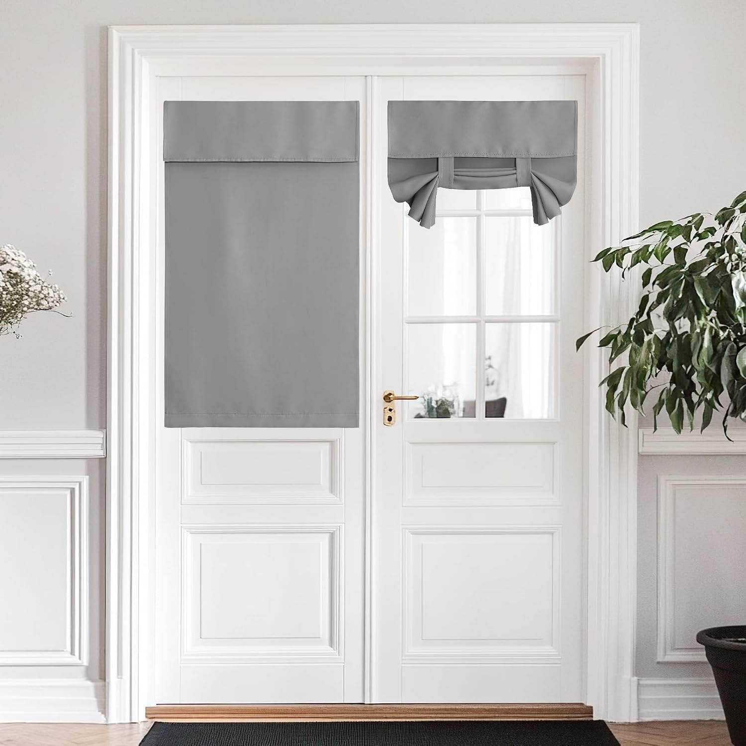 image:imageNICETOWN Grey Blackout French Door Curtain Thermal Insulated Window CoverSilverGray