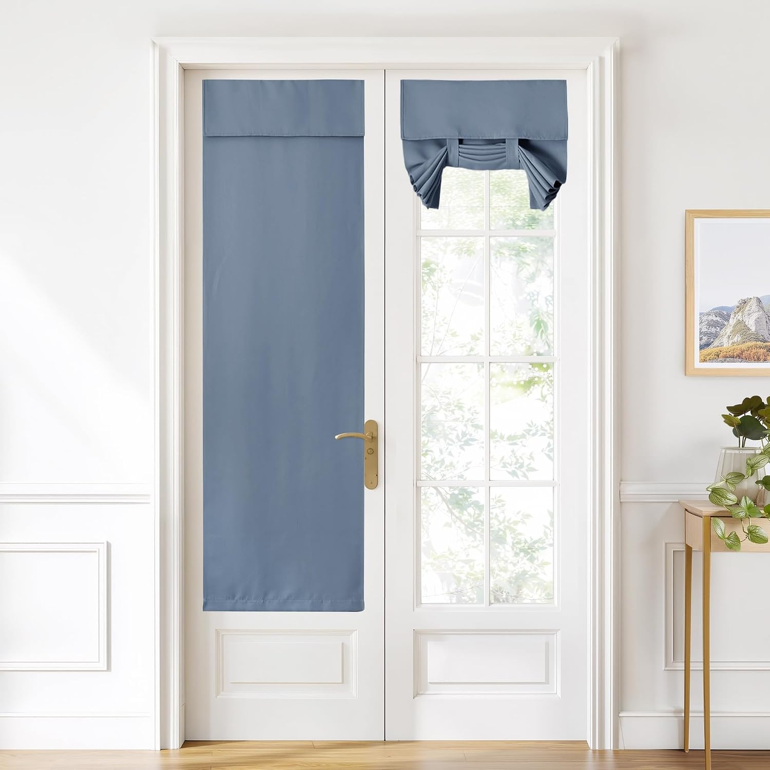 image:imageNICETOWN Grey Blackout French Door Curtain Thermal Insulated Window CoverStone Blue