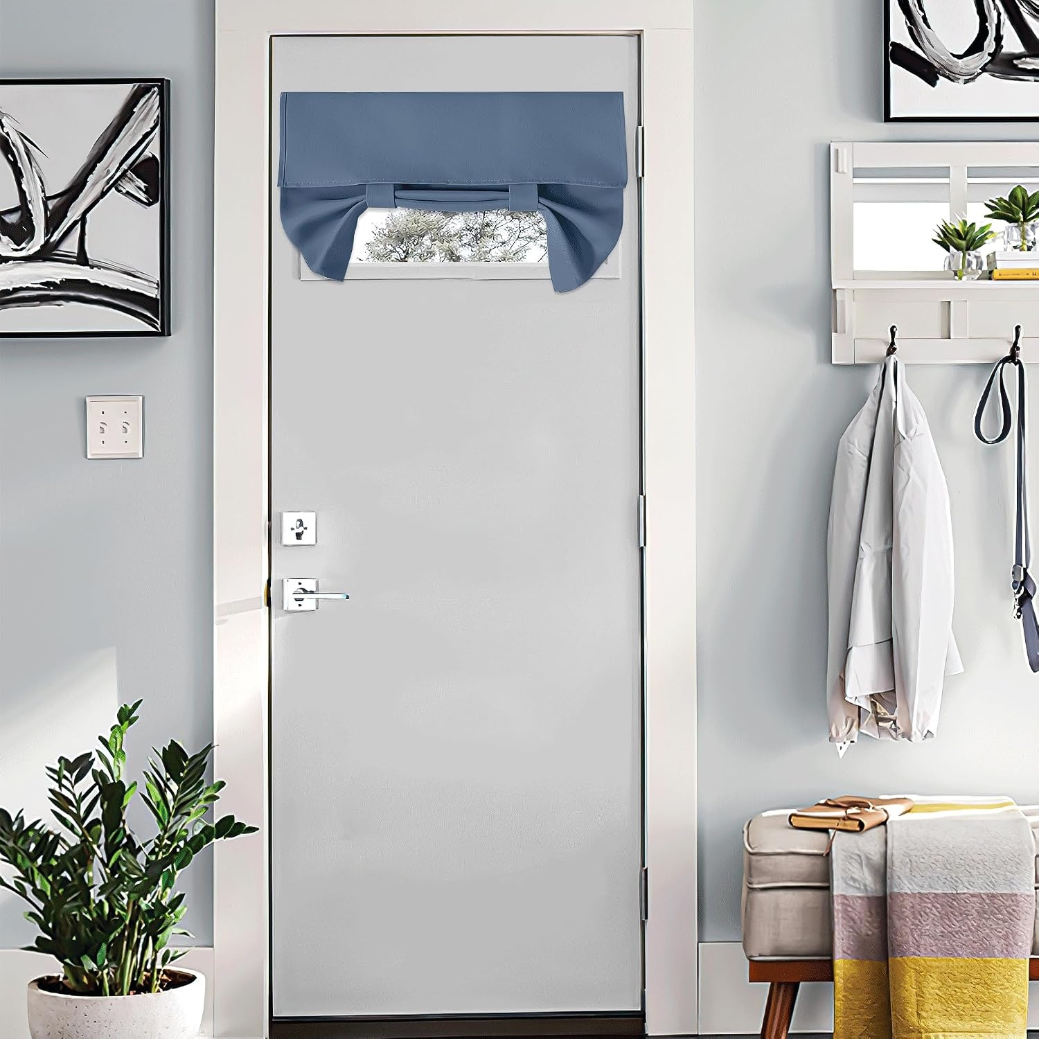 image:imageNICETOWN Grey Blackout French Door Curtain Thermal Insulated Window CoverStone Blue