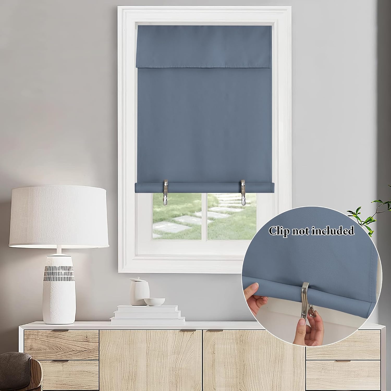 image:imageNICETOWN Grey Blackout French Door Curtain Thermal Insulated Window CoverStone Blue